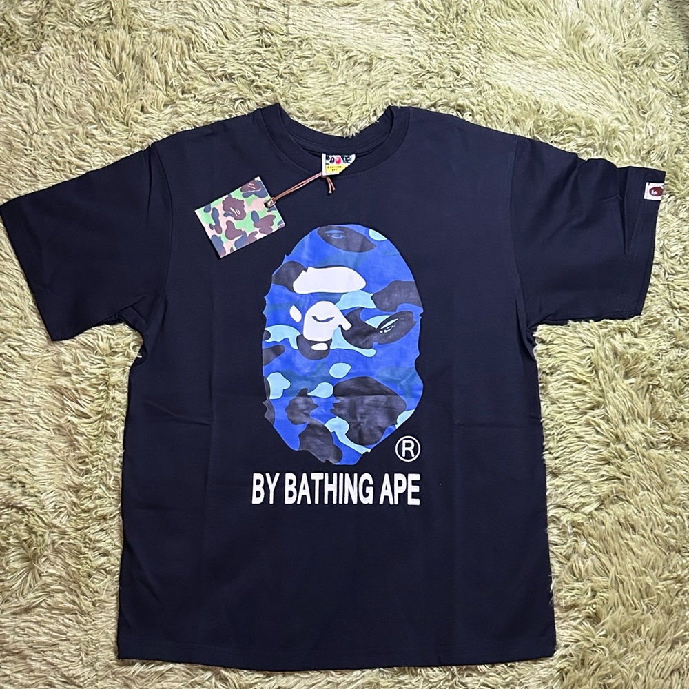 BAPE Kids Navy Blue Graphic T-Shirt
